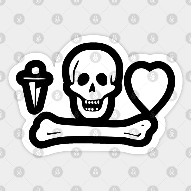 Pirate Flag - Pirate Stede Bonnet - Skull Skeleton Flag Sticker by Yesteeyear